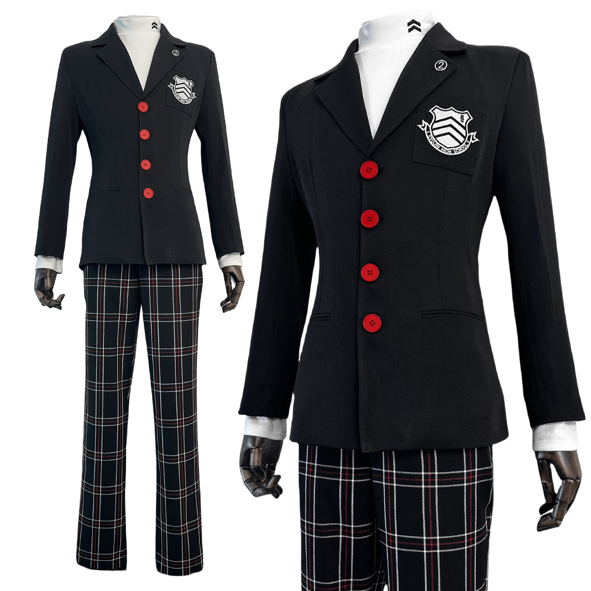 HOLOUN PS 5 Game Ren Amamiya Cosplay Costume Wig Joker School Uniform Embroidery Suit Pants Brooch Daily Wear Unisex Halloween Gift