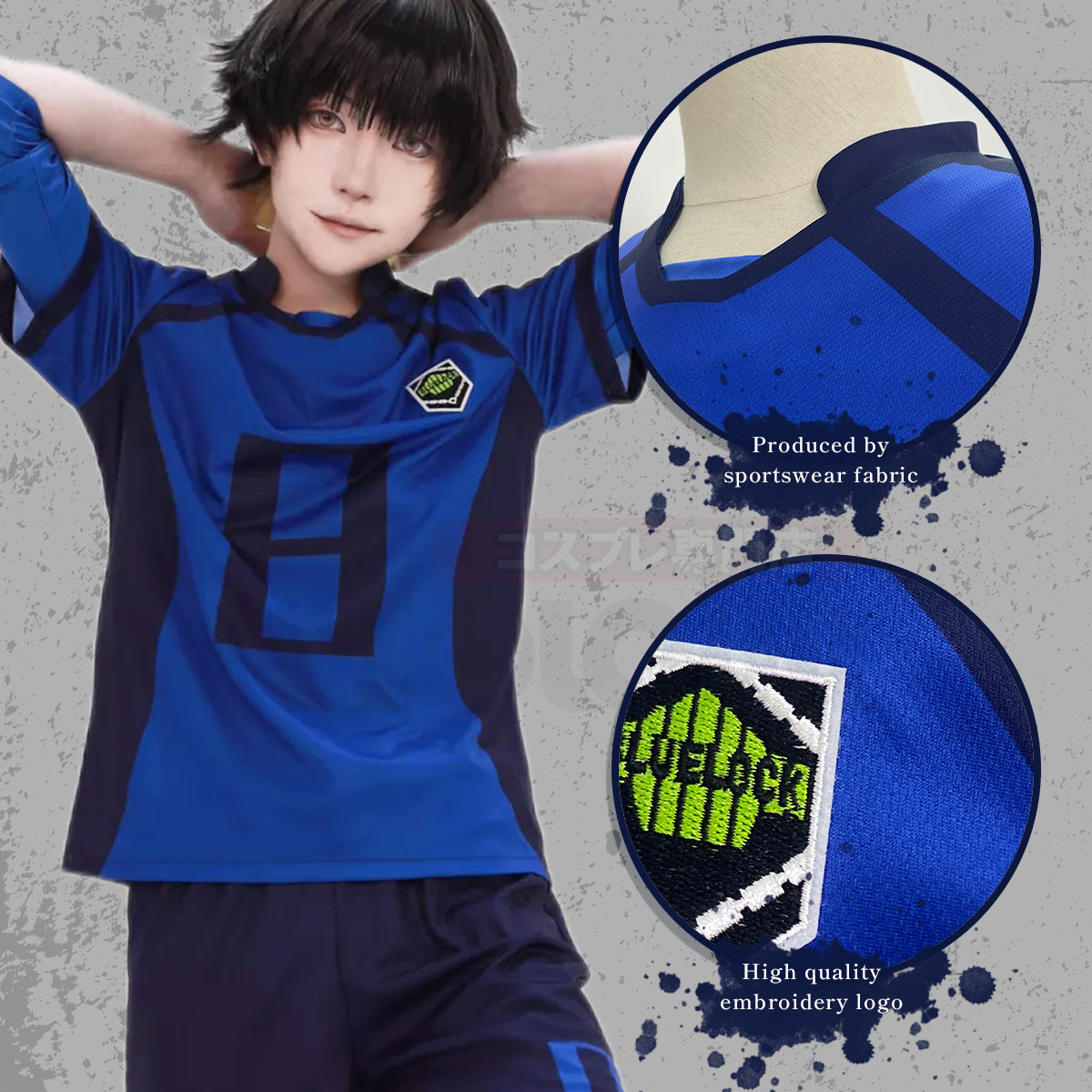 HOLOUN Blue Lock Anime Cosplay Costume Bachira NO.8 T-shirt Shorts Socks Top Football Soccer Uniform Embroidery Logo Halloween Christmas Gift