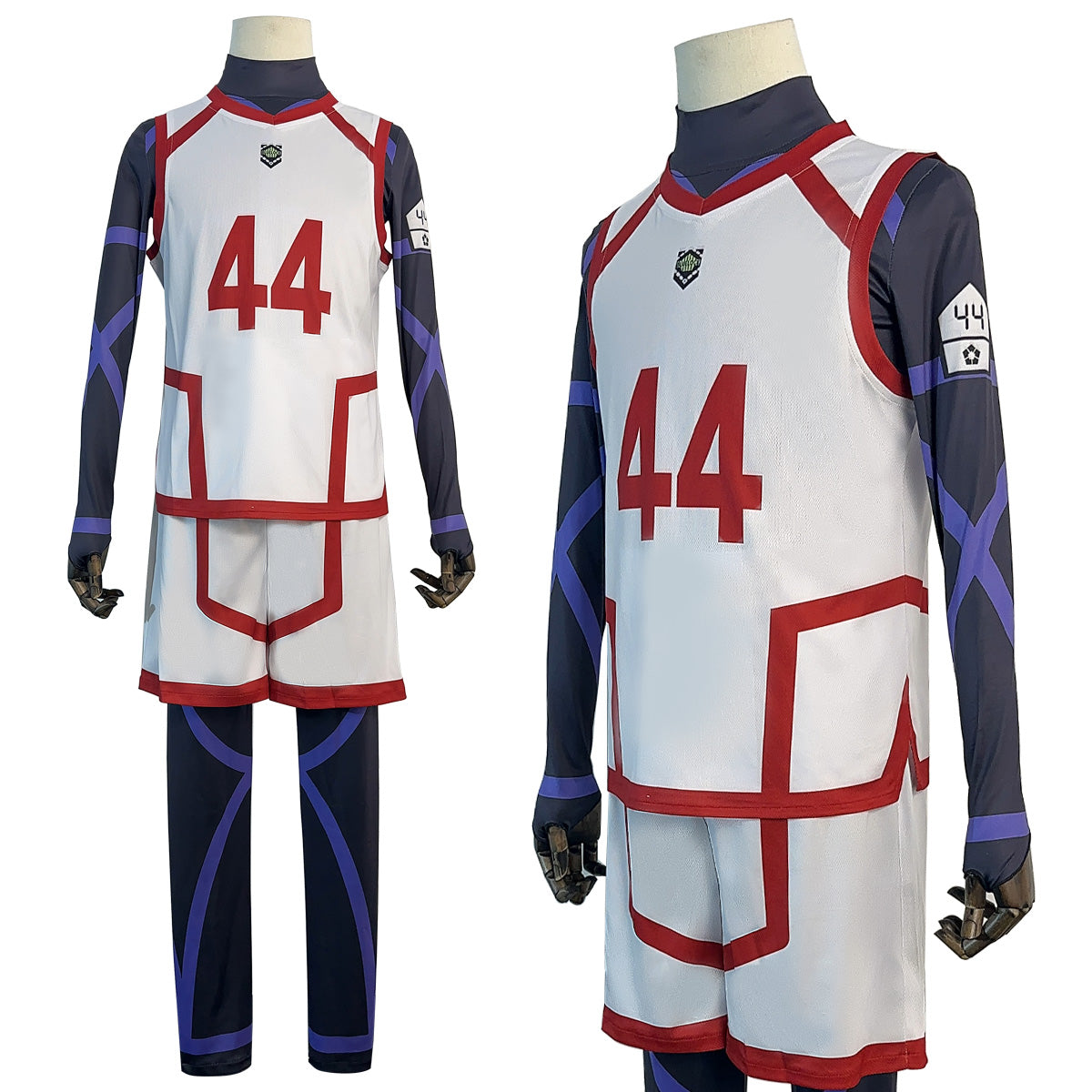 HOLOUN Blue Lock Season 2 Anime Chigiri Cosplay Costume Wig NO.44 Training Jerseys 4PCS Football Uniform Daily Wear Cos Gift