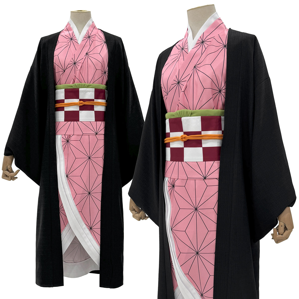 Pre-sale HOLOUN Anime Kamado Nezuko Cosplay Costume Wig Haori Kimono Halloween Christmas Animation Convention Adult Rose Net