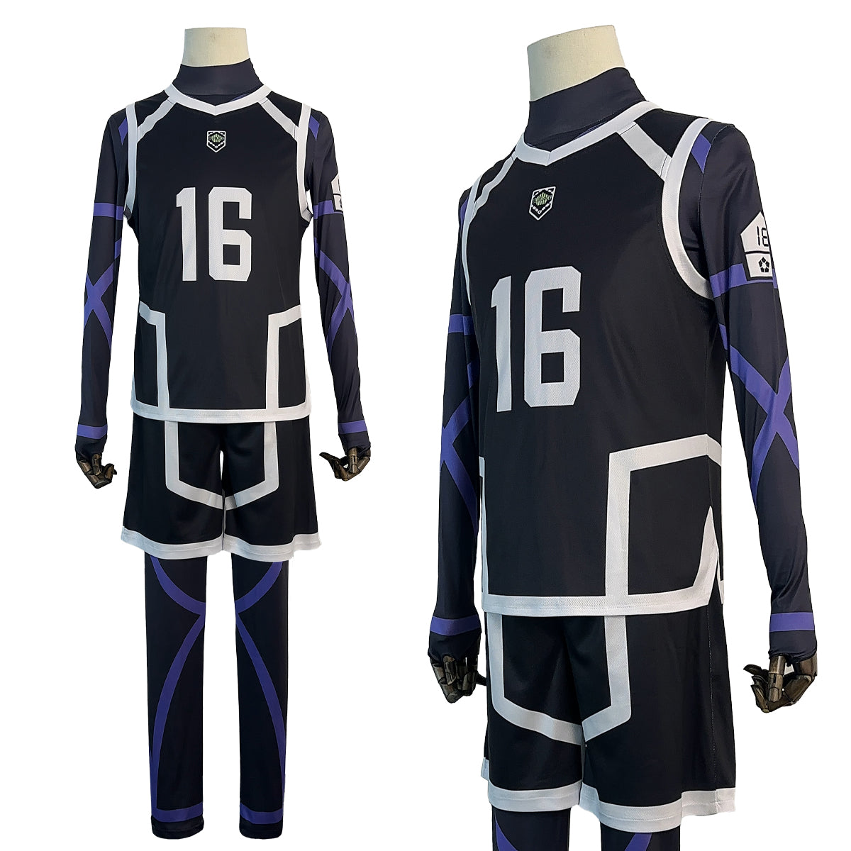 HOLOUN Blue Lock Season 2 Anime Bachira Cosplay Costume Wig NO.16 Training Jerseys 4PCS Football Uniform Daily Wear Cos Gift