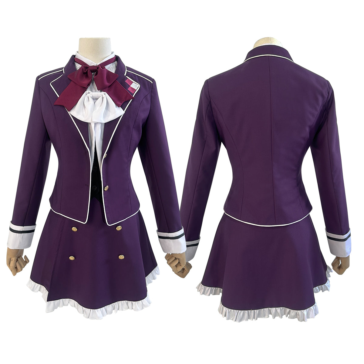 HOLOUN Diabolik Lovers Anime Komori Yui Cosplay Costume Wig School Uniform Embroidery Suit Vest Skirt Shirt 2 Bow Ties Daily Wear