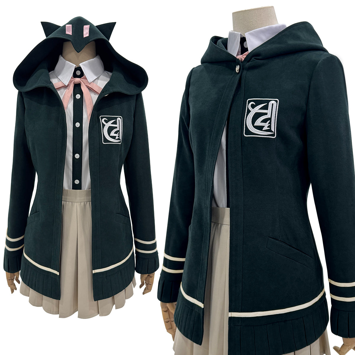 HOLOUN Danganronpa Game Trigger Happy Havoc Nanami ChiaKi Cosplay Costume Coat Shirt Skirt Hair Clip School Uniform Cos