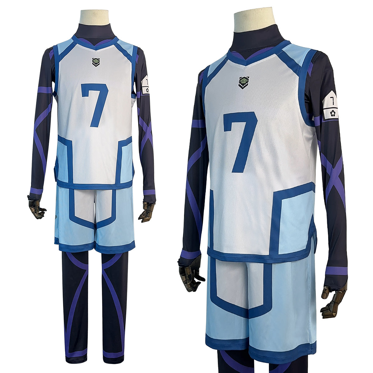 HOLOUN Blue Lock Season 2 Anime Nagi Cosplay Costume Wig NO.7 Training Jerseys 4PCS Football Uniform Daily Wear Cos Gift