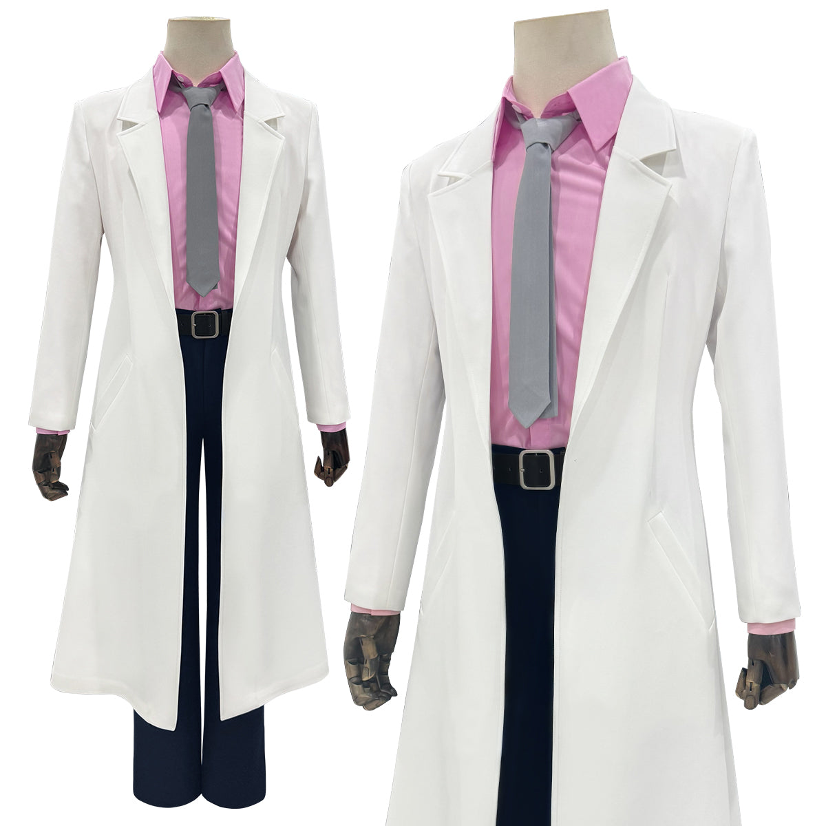 Pre-sale HOLOUN Gintama Anime Sakata Ginpa Cosplay Costume White Coat Pink Shirt Pants Tie Belt Halloween Christmas Animation Convention