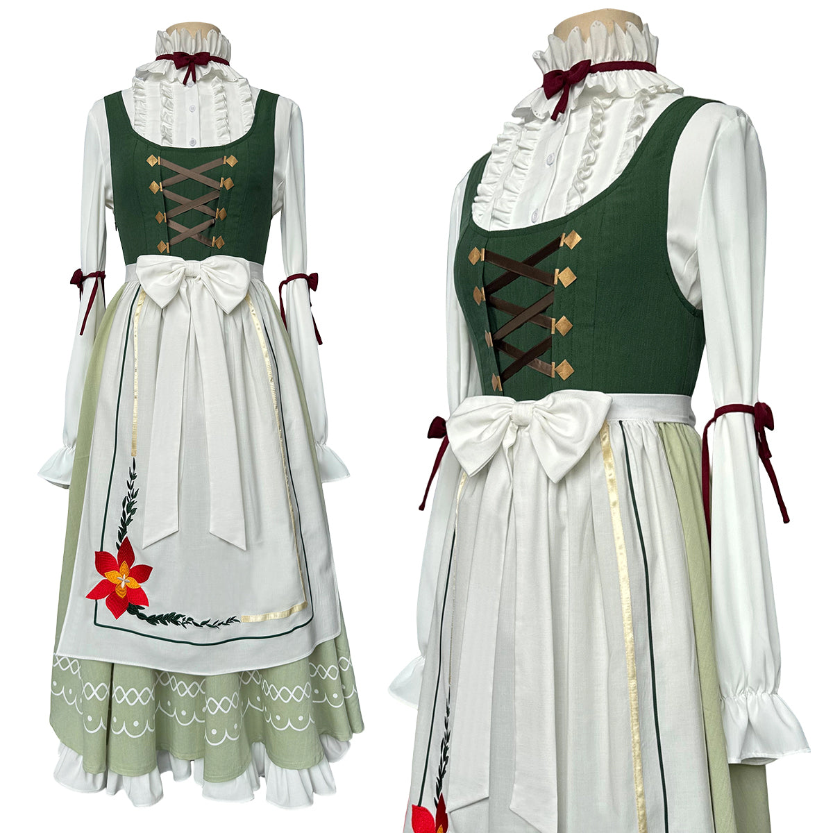 HOLOUN Frieren Beyond Journey's End Anime Fern Cosplay Costume Dress Shirt Embroidery Apron Handkerchief Headscarf Daily Wear
