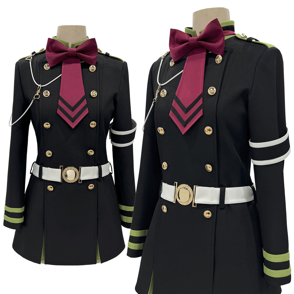 Pre-sale HOLOUN Seraph Of The End Anime Shinoa Hiiragi Cosplay Costume Coat Belt Bow Tie Halloween Christmas Convention Daily Wear