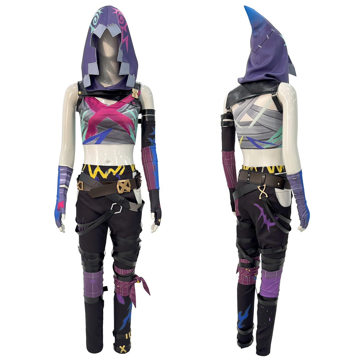 HOLOUN LOL Arcane Game Jinx Cosplay Costume Wig Scrawl Vest Pants Hat Qutfit Halloween Christmas Gift Cos Convention