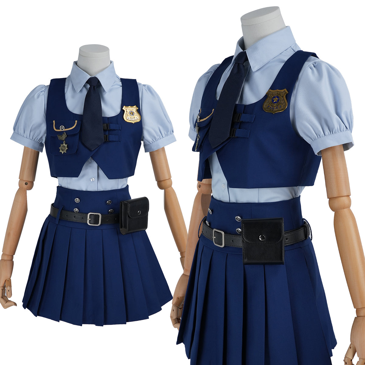 HOLOUN Zoo Movie Judith Hopps Cosplay Costume Blue Vest Shirt Skirt Halloween Christmas Animation Convention Adult Daily Wear