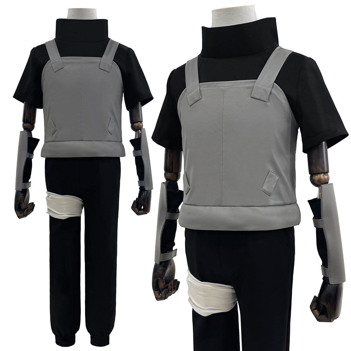 HOLOUN Anime Uchiha Itachi Anbu Cosplay Costume Faux Leather Vest Short Sleeve T-shirt Pants Bandage Cos Convention Gift