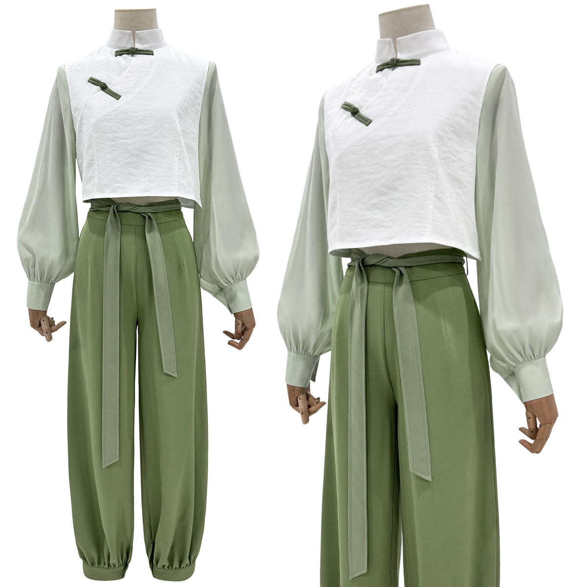 Pre-sale Pre-sale HOLOUN Xiao Hei Anime Luye Cosplay Costume White Green KungFu Top Pants Belt Animation Convention Halloween Christmas