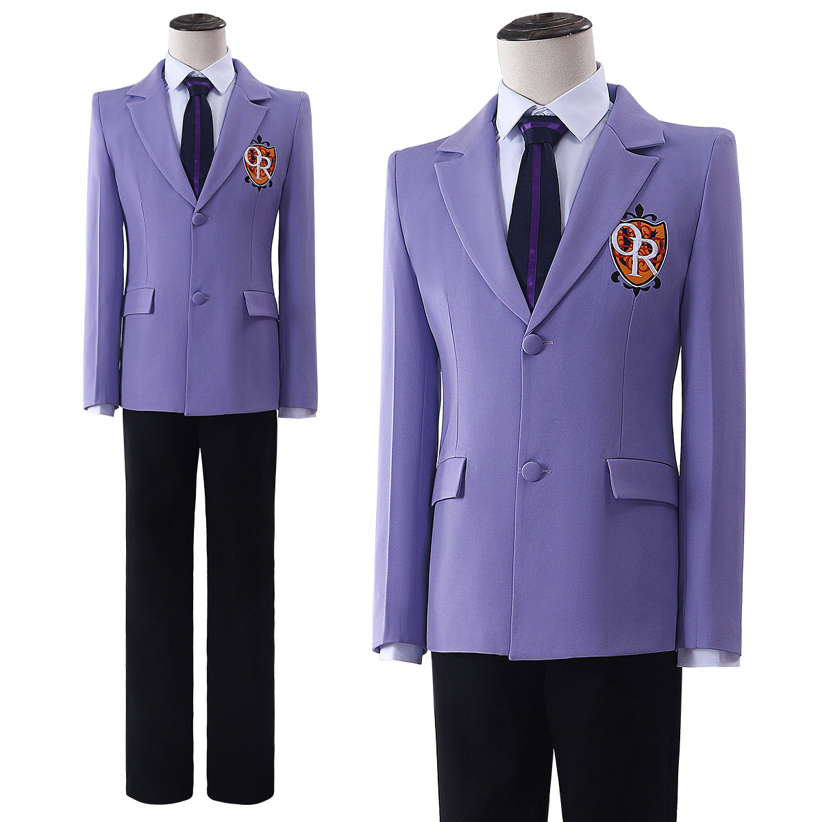HOLOUN Ouran High School Host Club Anime Haruhi Fujioka Tamaki Suou Cosplay Costume light Purple Embroidery Uniform