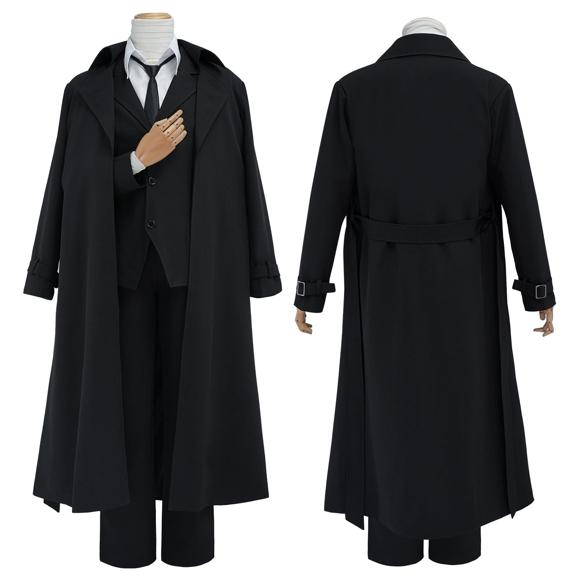 HOLOUN Bungo Anime Dazai Osamu Cosplay Costume Wig Black Lining Coat Elastic Pants Shirt Tie Daily Wearing Halloween Christmas