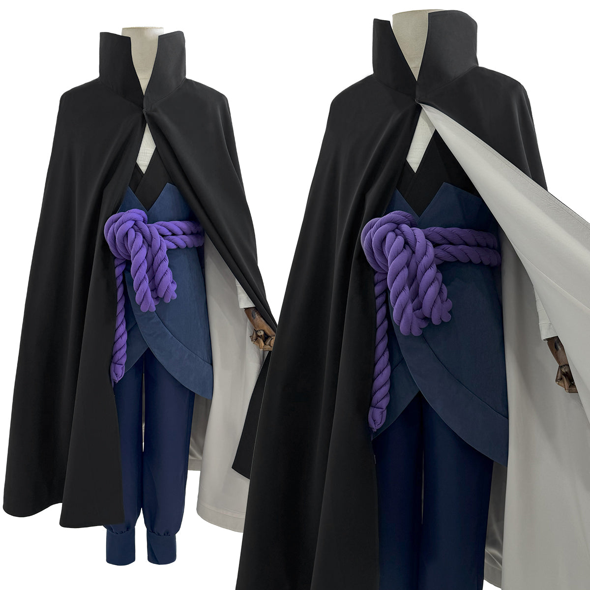 Pre-sale HOLOUN Anime Uchiha Sasuke Cosplay Costume Cloak Vest Pants Purple Belt Halloween Christmas Animation Convention