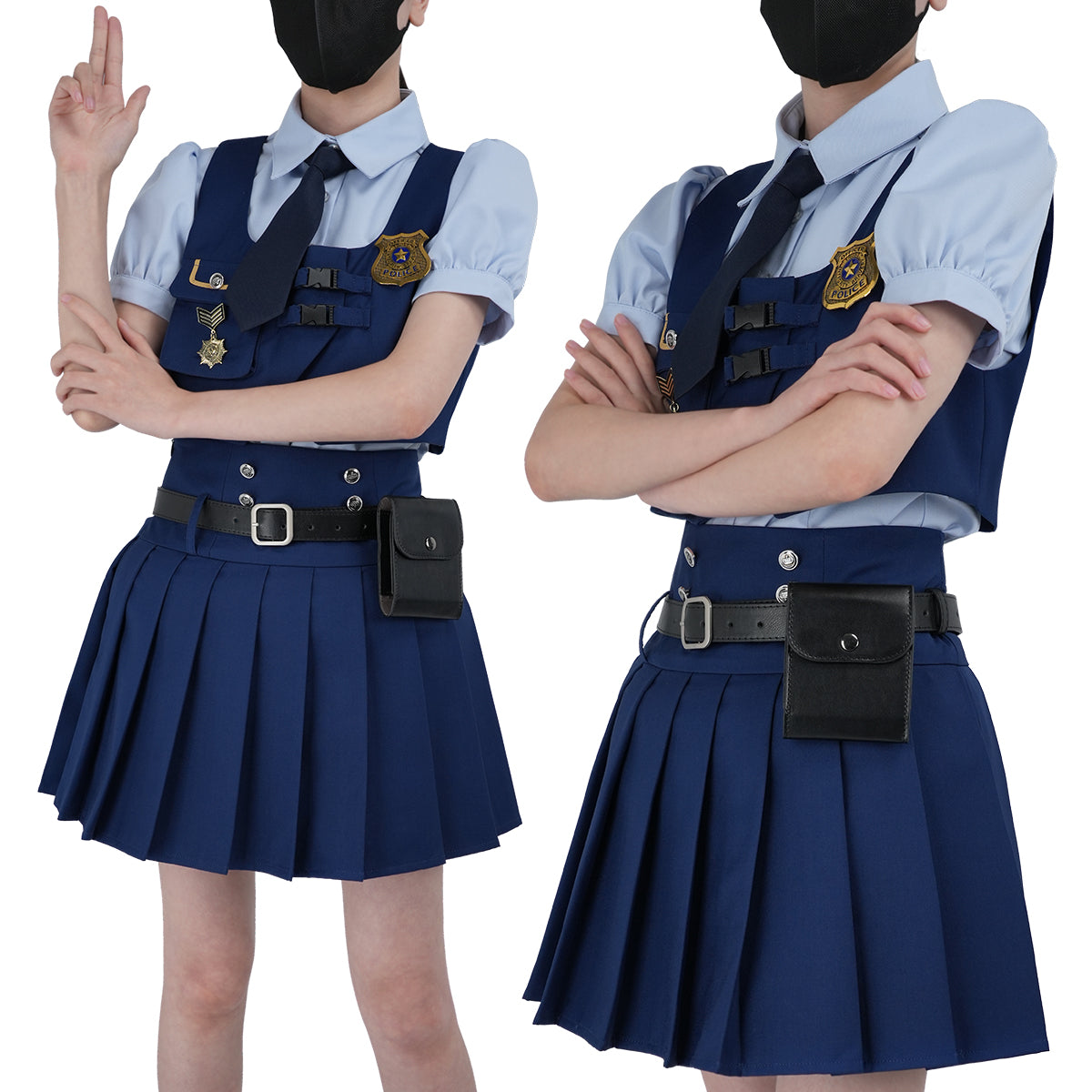 HOLOUN Zoo Movie Judith Hopps Cosplay Costume Blue Vest Shirt Skirt Halloween Christmas Animation Convention Adult Daily Wear