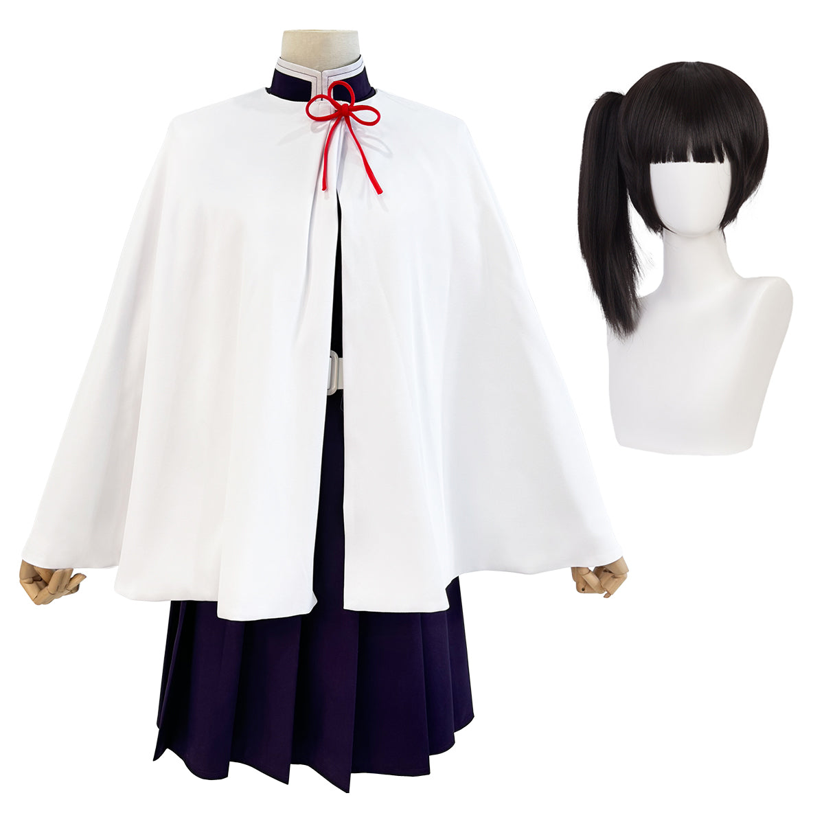 HOLOUN Demon Anime Tsuyuri Kanawo Cosplay Costume Wig Embroidery Purple Top Skirt White Cloak Belt Cos Halloween Christmas Gift