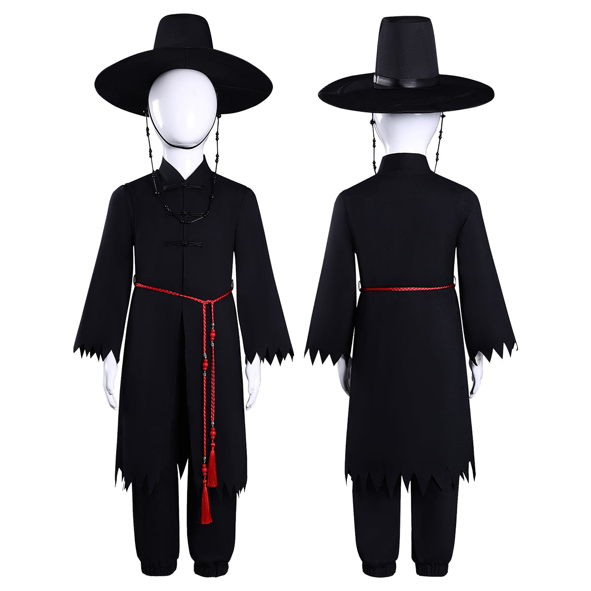 HOLOUN Anime Cosplay Costume Saja Boys Jinu Abby Black Vest Cloak Hat Pants Waist Chain Halloween Christmas Gift