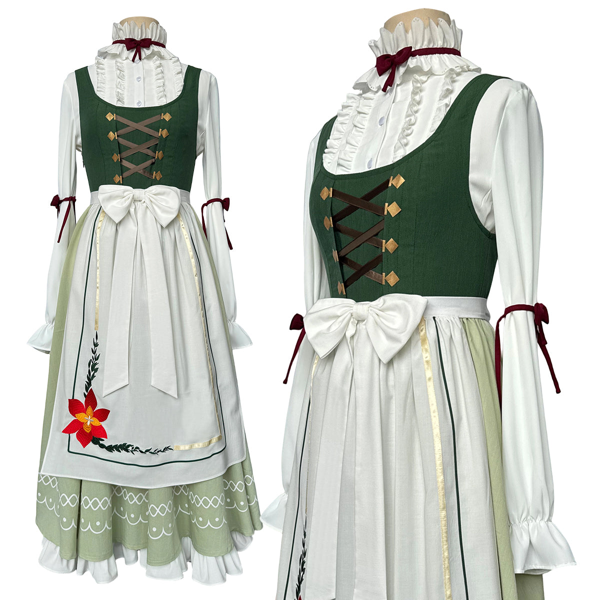 HOLOUN Frieren Beyond Journey's End Anime Fern Cosplay Costume Dress Shirt Embroidery Apron Handkerchief Headscarf Daily Wear