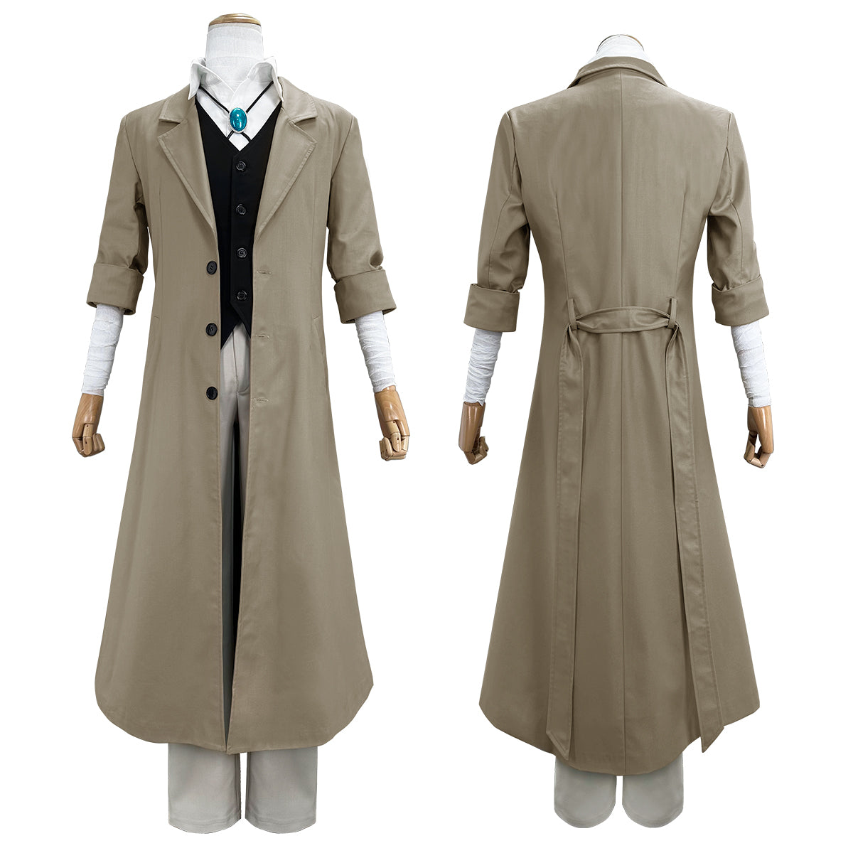 HOLOUN Bungo Anime Dazai Osamu Cosplay Costume Wig Oversized Lining Coat Elastic Pants Vest Shirt Pendant Daily Wearing Cos