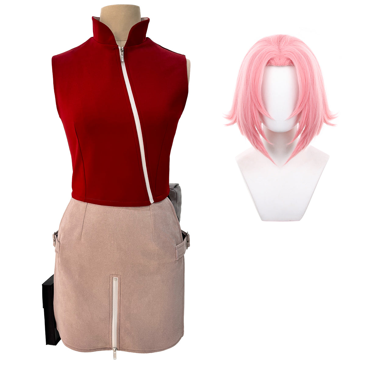 HOLOUN Anime Haruno Sakura Cosplay Costume Top Skirt Shorts Pouch Halloween Thanksgiving Day Christmas Gift