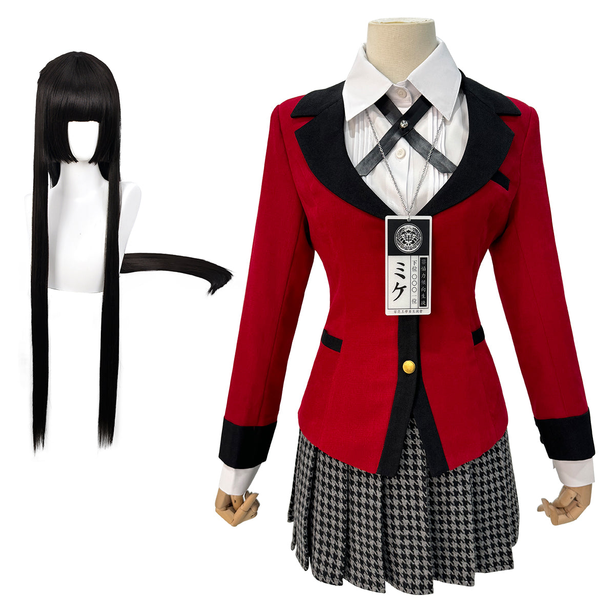 HOLOUN Kakegurui-Compulsive Gambler Anime Jabami Yumeko Cosplay Costume Wig Suit School Uniform Pendant Halloween Christmas