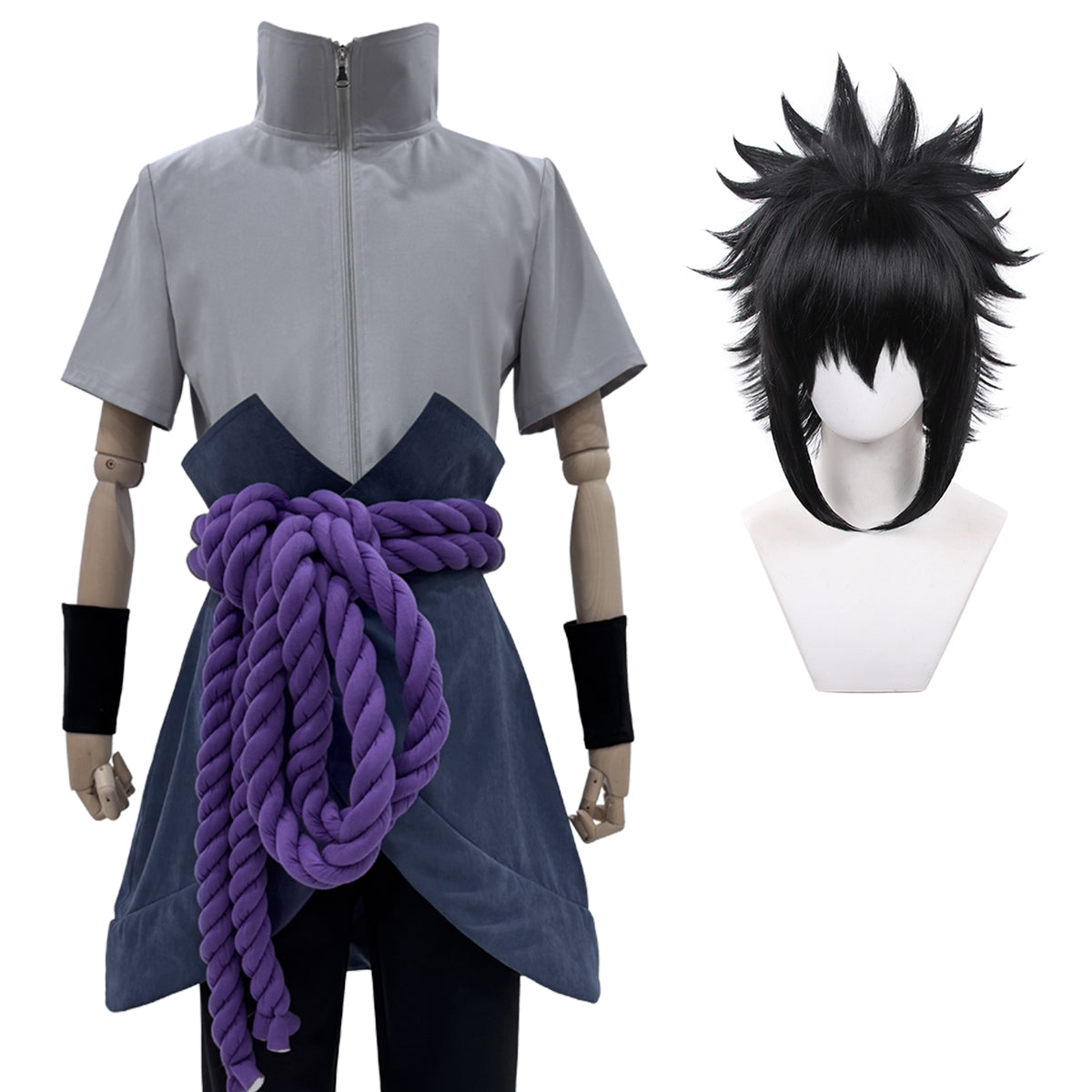 HOLOUN Anime Uchiha Sasuke Cosplay Costume Wig Top Pants Belt Cos Convention Gift Adult Version Unisex