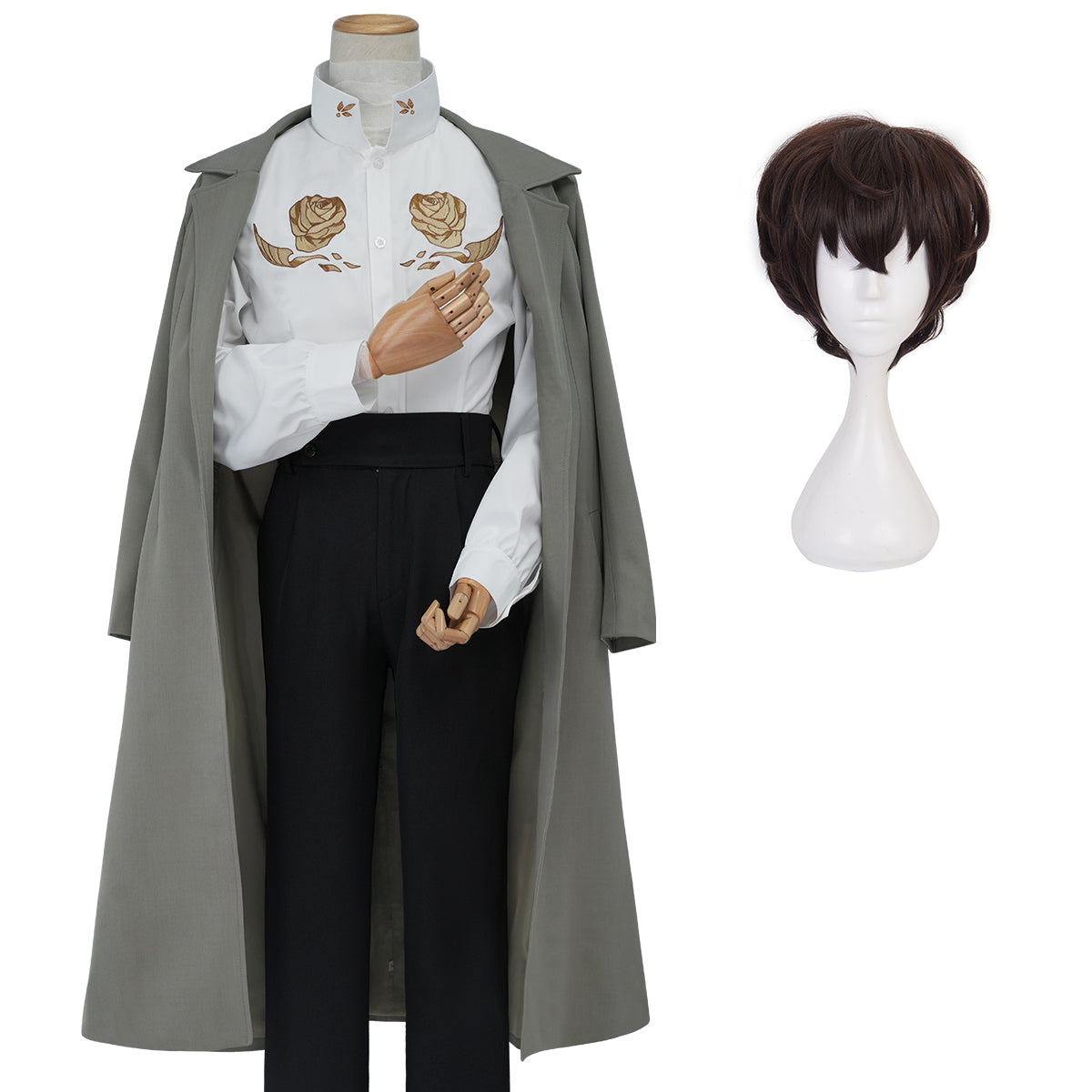 HOLOUN Bungo Anime Dazai Osamu Cosplay Costume Wig 10th Anniversary Lining Coat Pants Shirt Daily Wear Halloween Christmas Gift