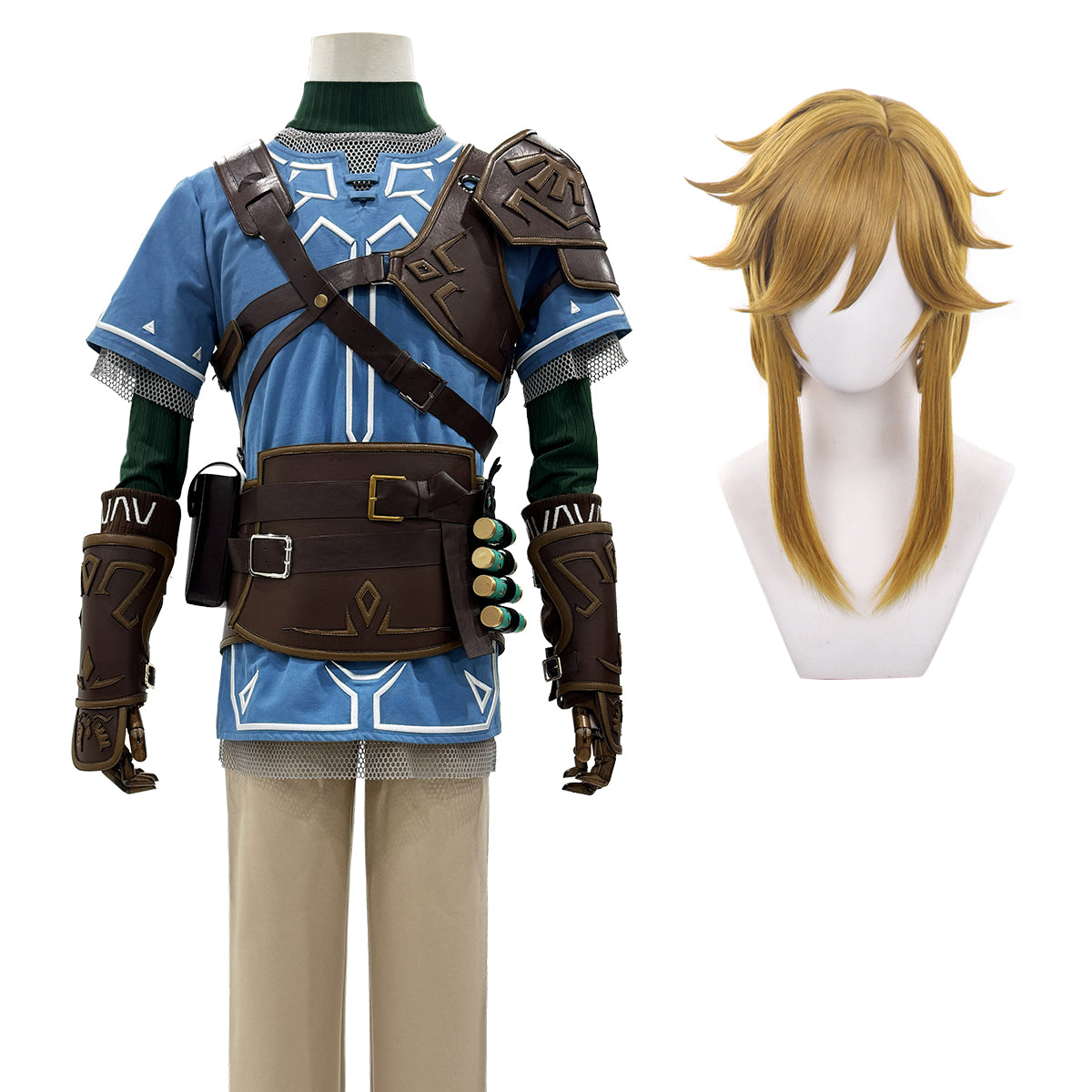 Pre-sale HOLOUN Game Link Cosplay Costume Wig Faux Leather Accessories Top Pants Halloween Christmas Convention Gift