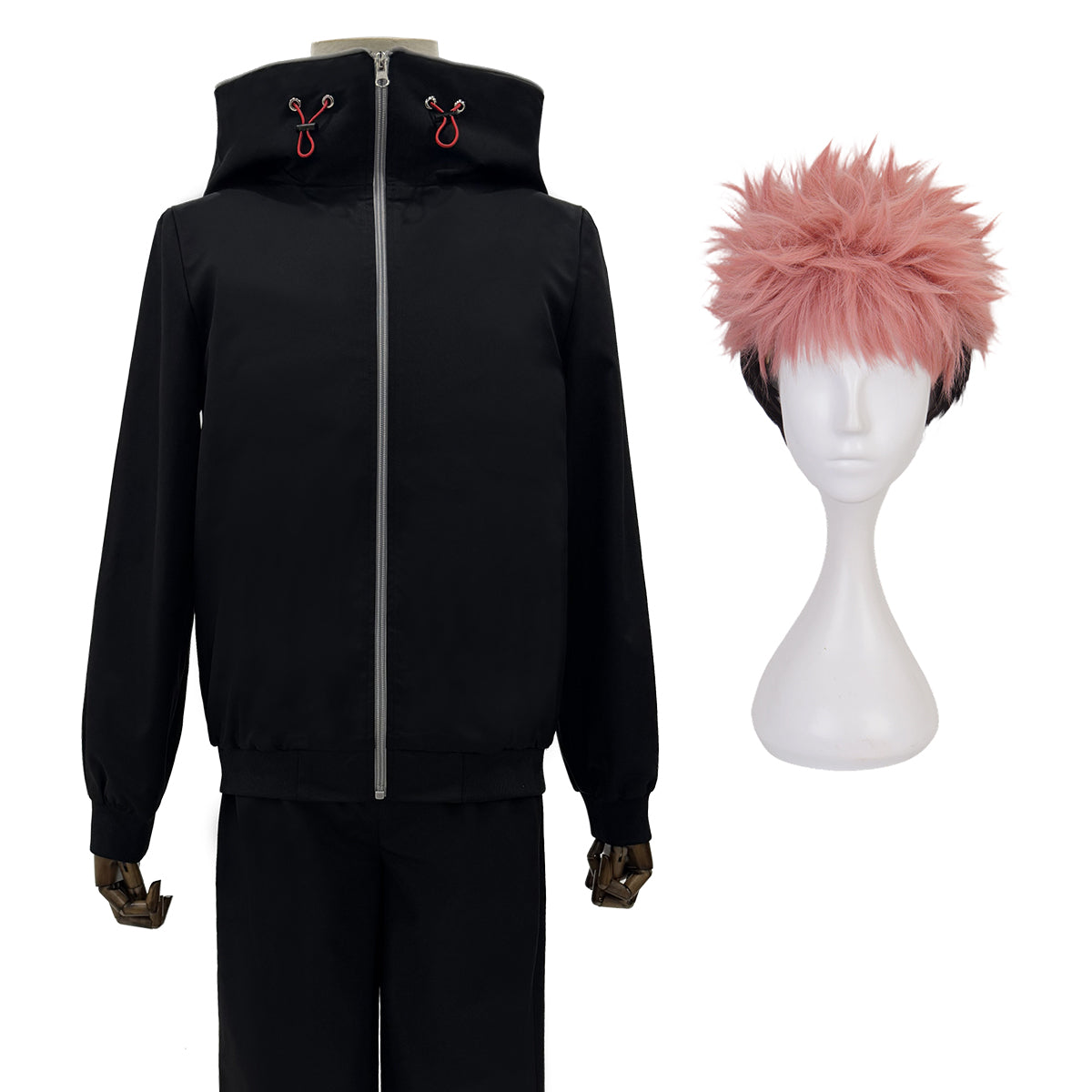 Pre-sale HOLOUN Jujutsu JJK Anime Itadori Yuji Cosplay Costume Wig Latest Hoodie Pants Halloween Christmas Convention Rose Net Synthetic