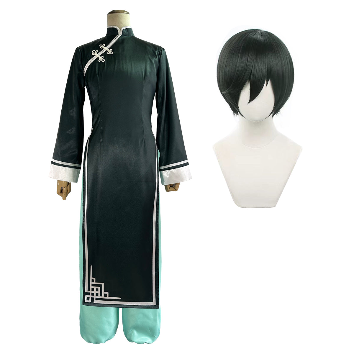 HOLOUN Blue Lock Anime Rin Itoshi Cosplay China Costume Kung Fu Tang Suit Wig Rose Net Synthetic Fibers Adjustable Halloween