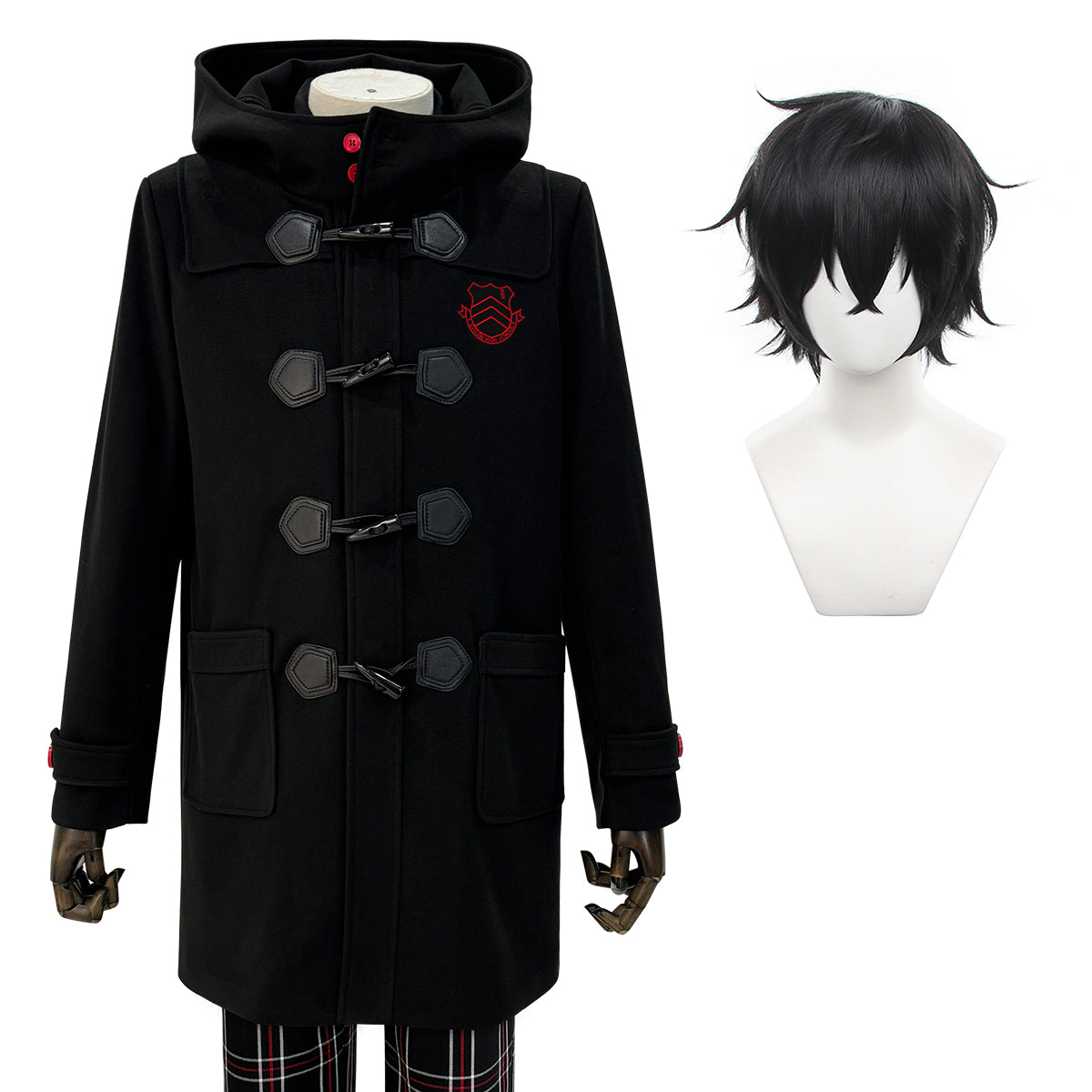 HOLOUN P5 Game Ren Amamiya Cosplay Costume Wig Joker Winter Embroidery Hoodie Coat Pants Daily Wear Unisex Halloween Christmas