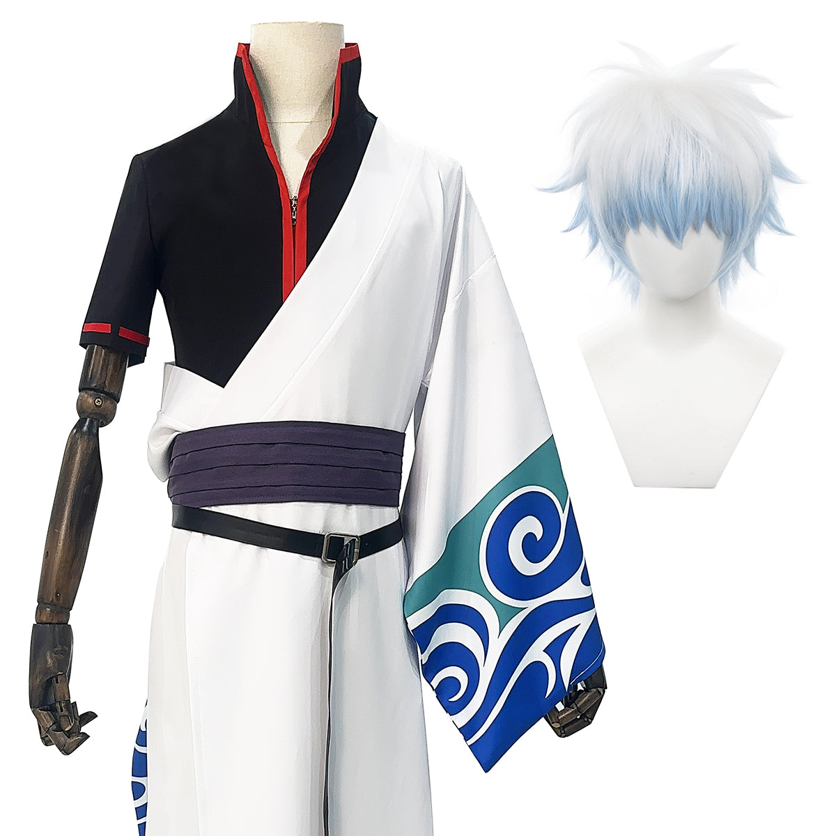 HOLOUN Gintama Anime Sakata Gintoki Cosplay Costume Wig Kimono Top Pants Cos Convention Halloween Christmas Gift