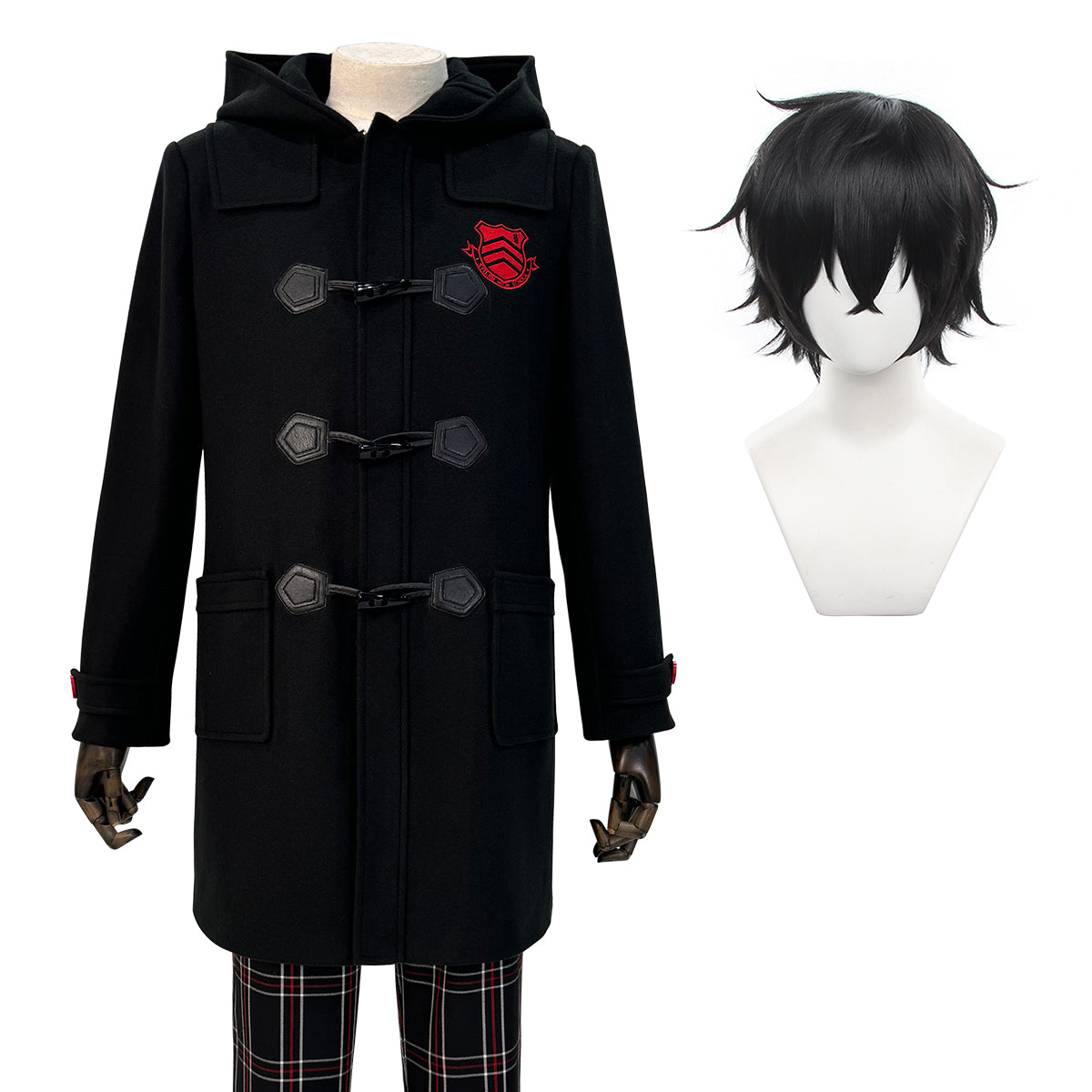 HOLOUN P5 Game Ren Amamiya Cosplay Costume Wig Joker Winter Embroidery Hoodie Coat Pants Daily Wear Unisex Halloween Christmas