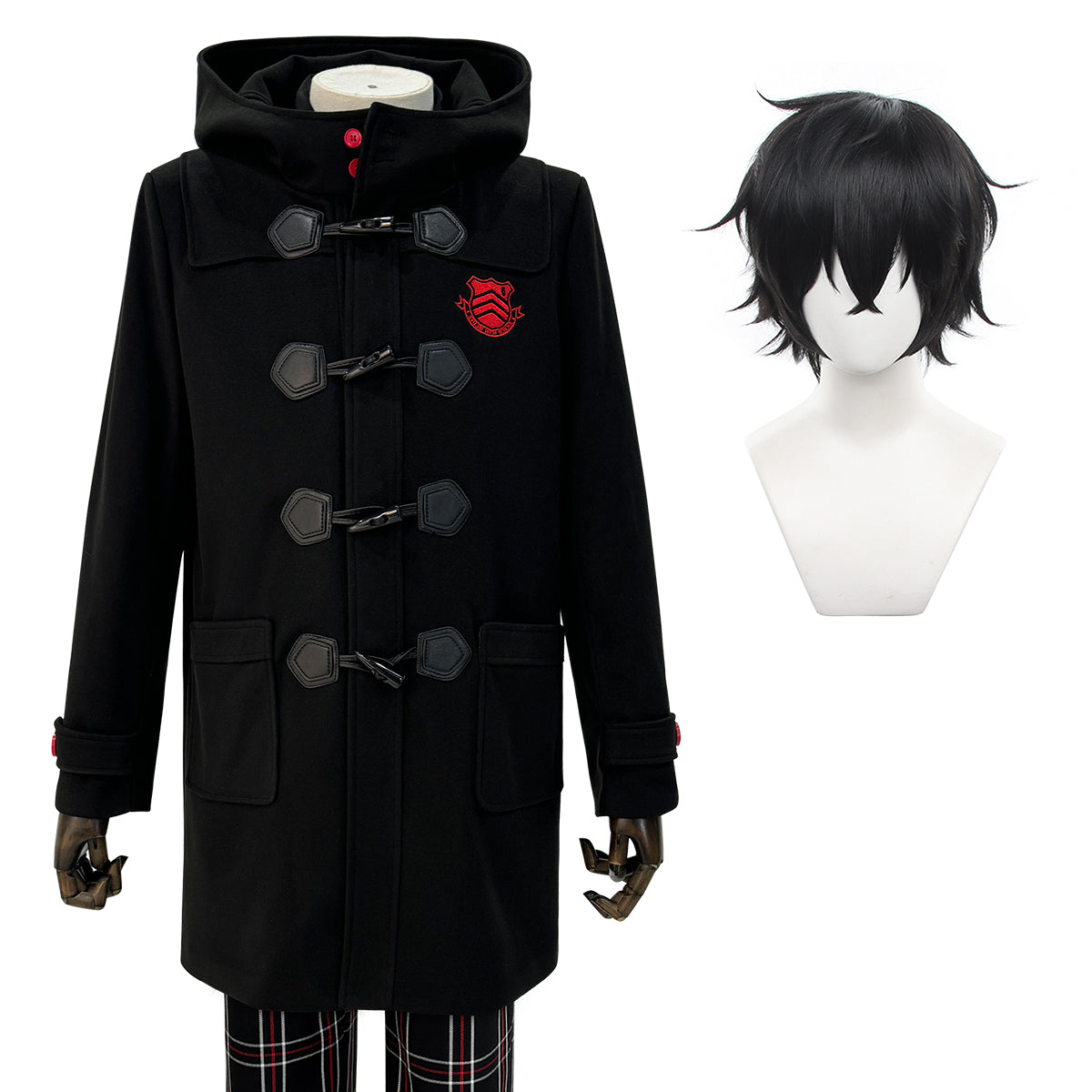 HOLOUN P5 Game Ren Amamiya Cosplay Costume Wig Joker Winter Embroidery Hoodie Coat Pants Daily Wear Unisex Halloween Christmas