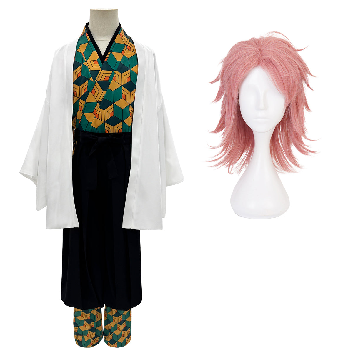 HOLOUN Anime Sabito Cosplay Costume Wig Haori Top Pants Leg Covers Hal ...