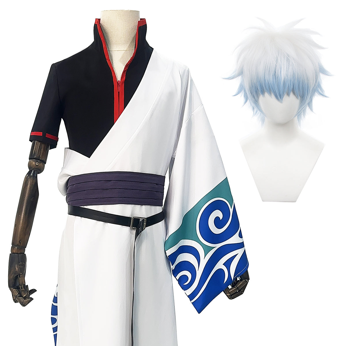 HOLOUN Gintama Anime Sakata Gintoki Cosplay Costume Wig Kimono Top Pants Cos Convention Halloween Christmas Gift