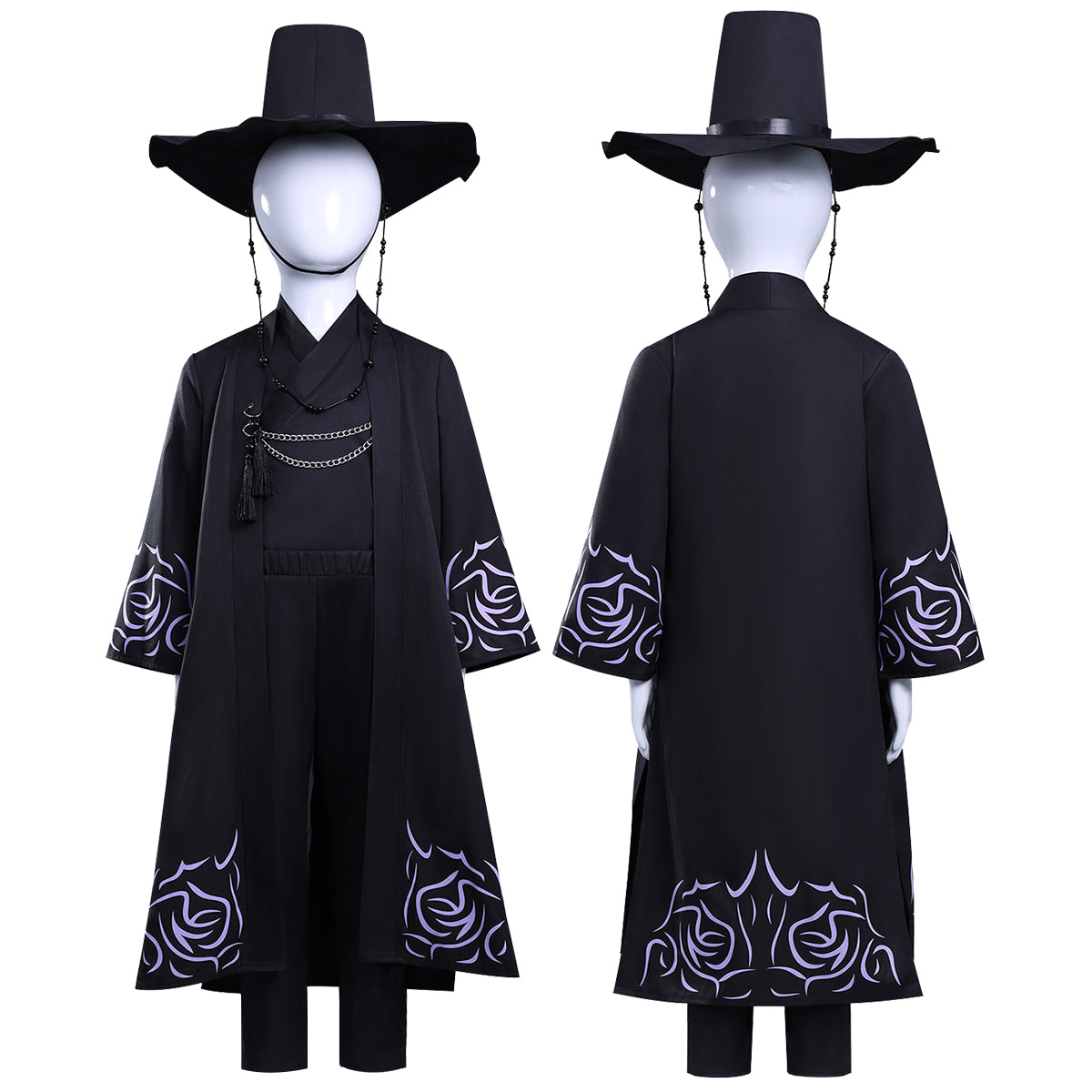 HOLOUN Anime Saja Boys Kid Child Version Cosplay Costume Black Cloak Hat Top Pants Halloween Christmas Convention Birthday Gift