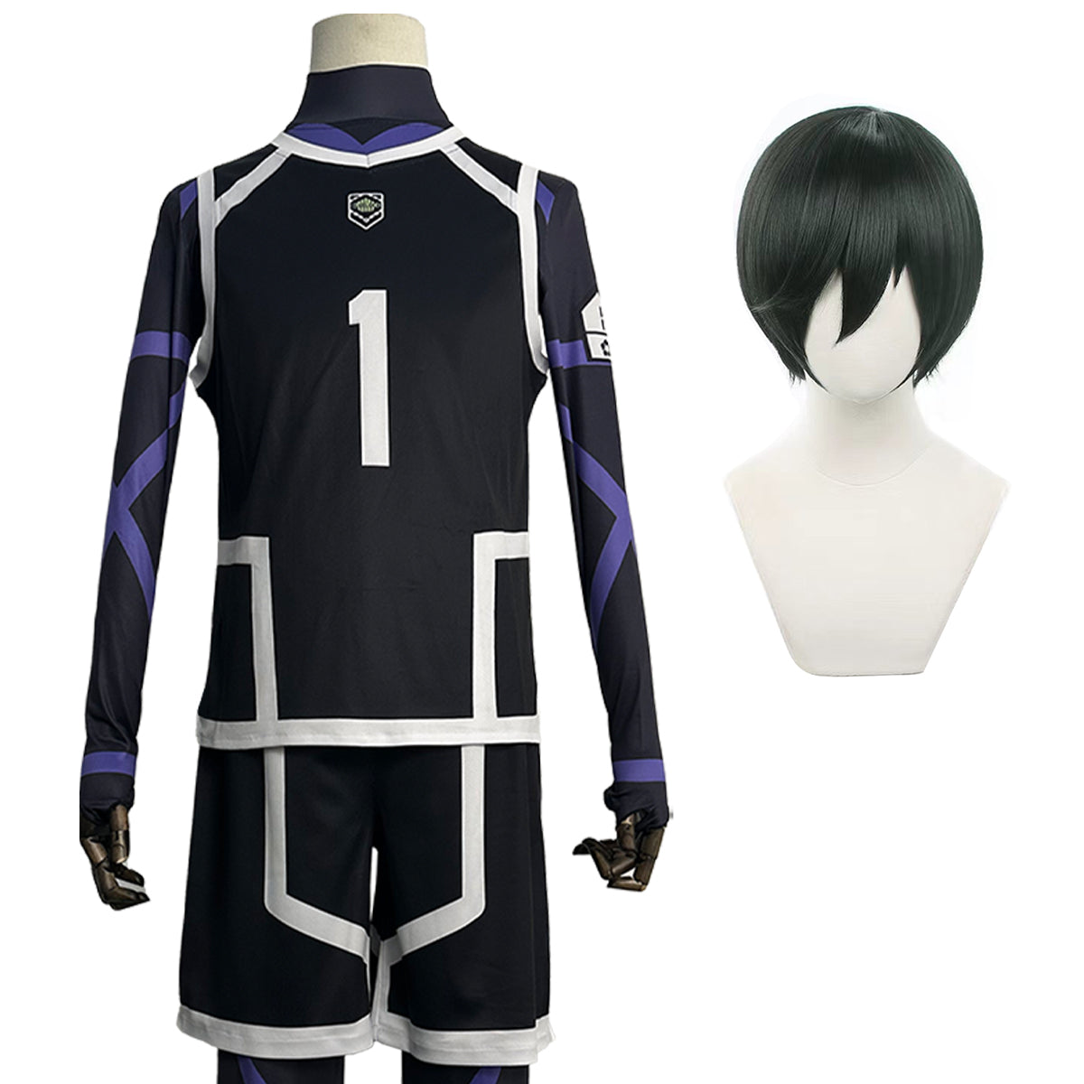 HOLOUN Blue Lock Season 2 Anime Rin Itoshi Cosplay Costume Wig NO.1 Training Jerseys 4PCS Football Uniform Daily Wear Cos Gift