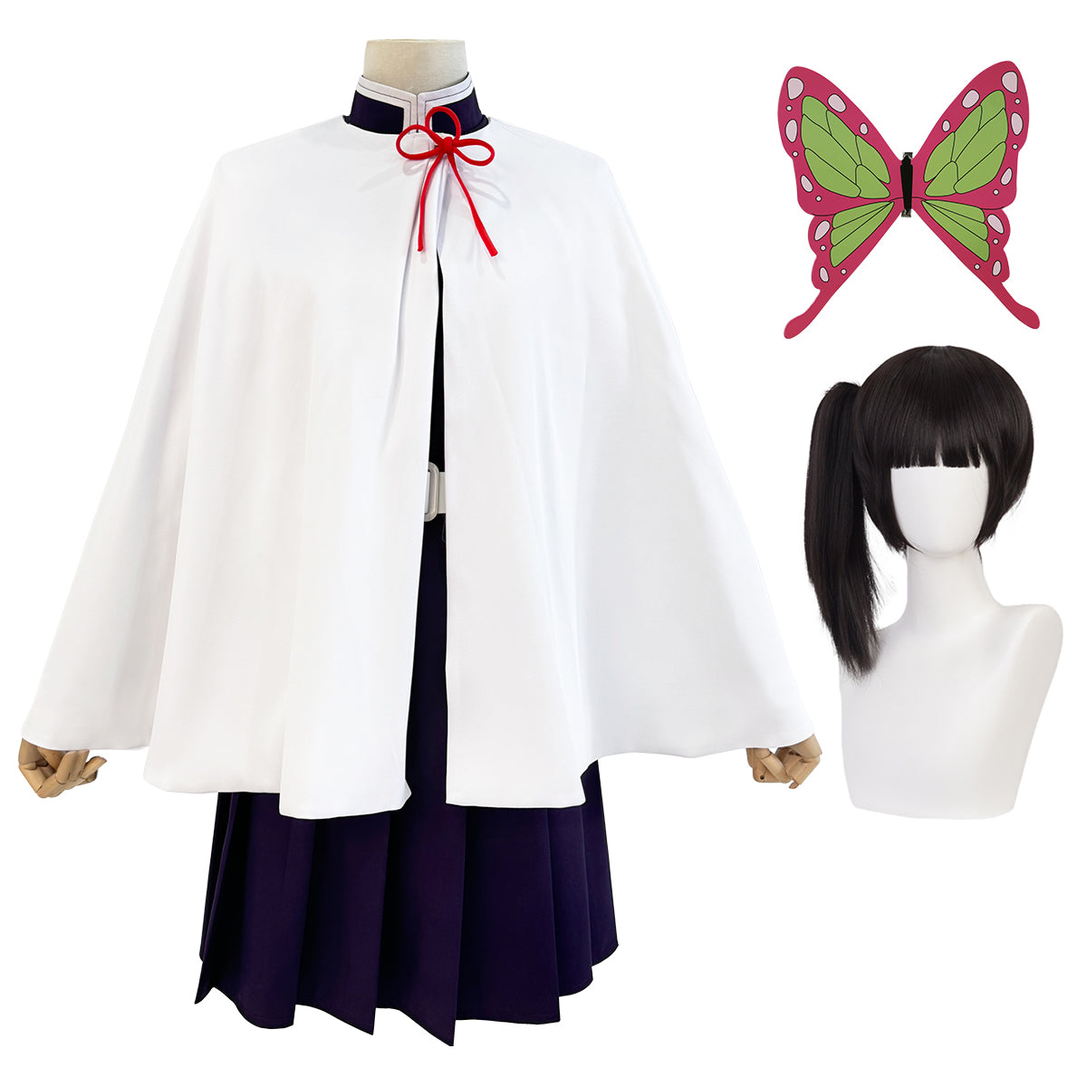 HOLOUN Demon Anime Tsuyuri Kanawo Cosplay Costume Wig Embroidery Purple Top Skirt White Cloak Belt Cos Halloween Christmas Gift