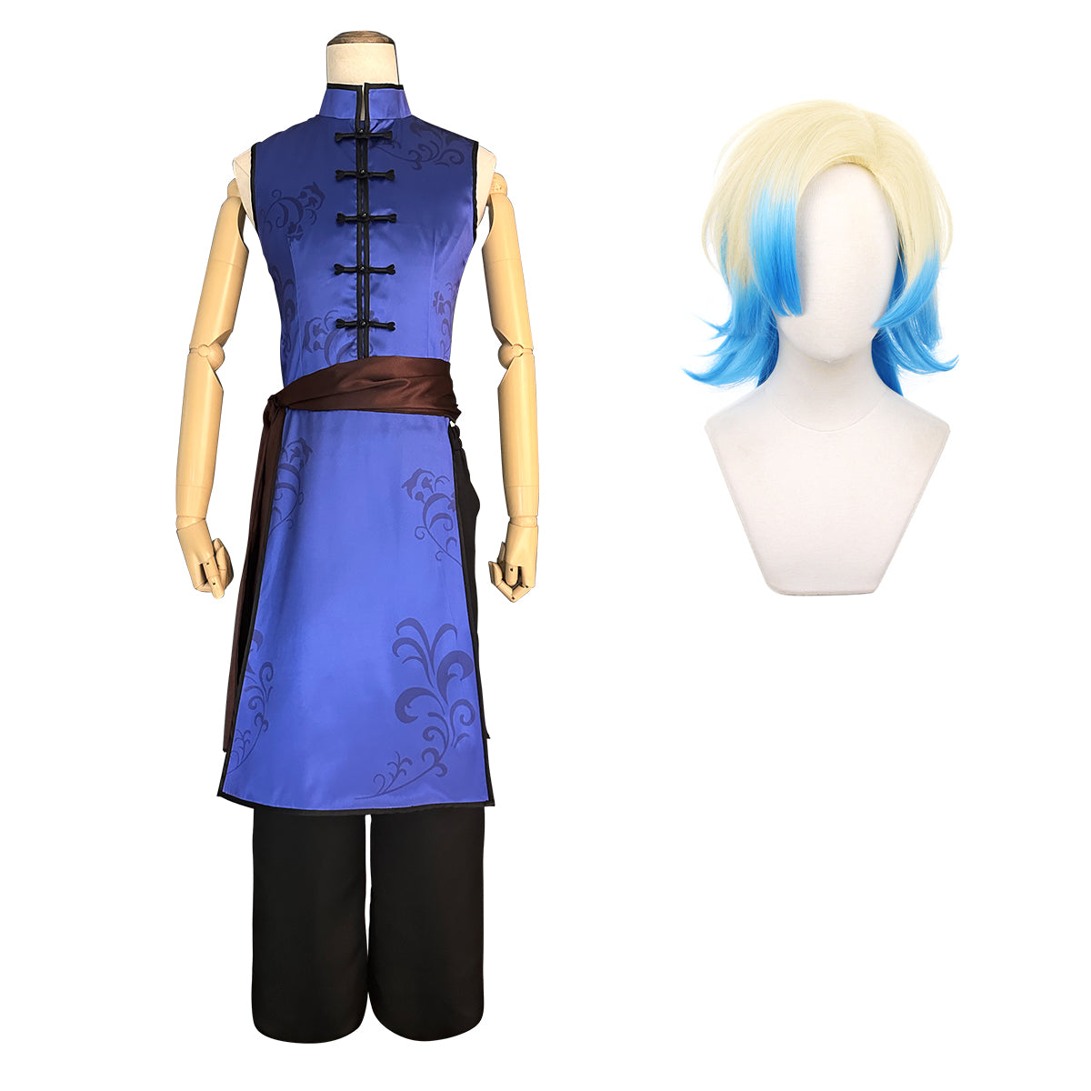 HOLOUN Blue Lock Anime Kaiser Cosplay China Costume Kung Fu Tang Suit Wig Rose Net Synthetic Fibers Adjustable Size Gift Party