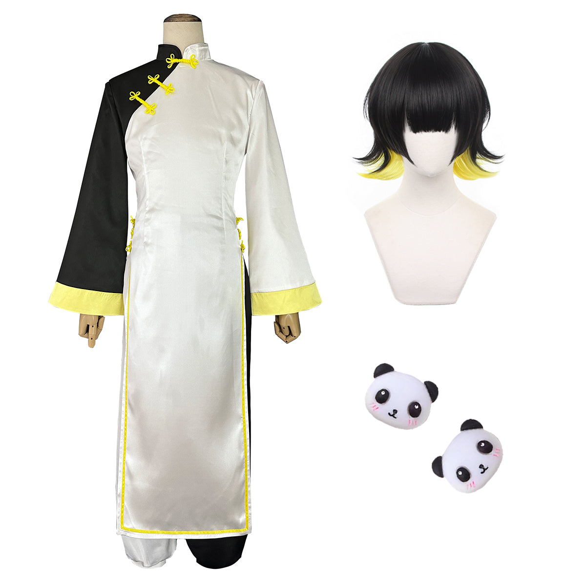HOLOUN Blue Lock Anime Bachira Cosplay China Costume Kung Fu Tang Suit Stage Wig Rose Net Synthetic Fibers Adjustable Size Gift