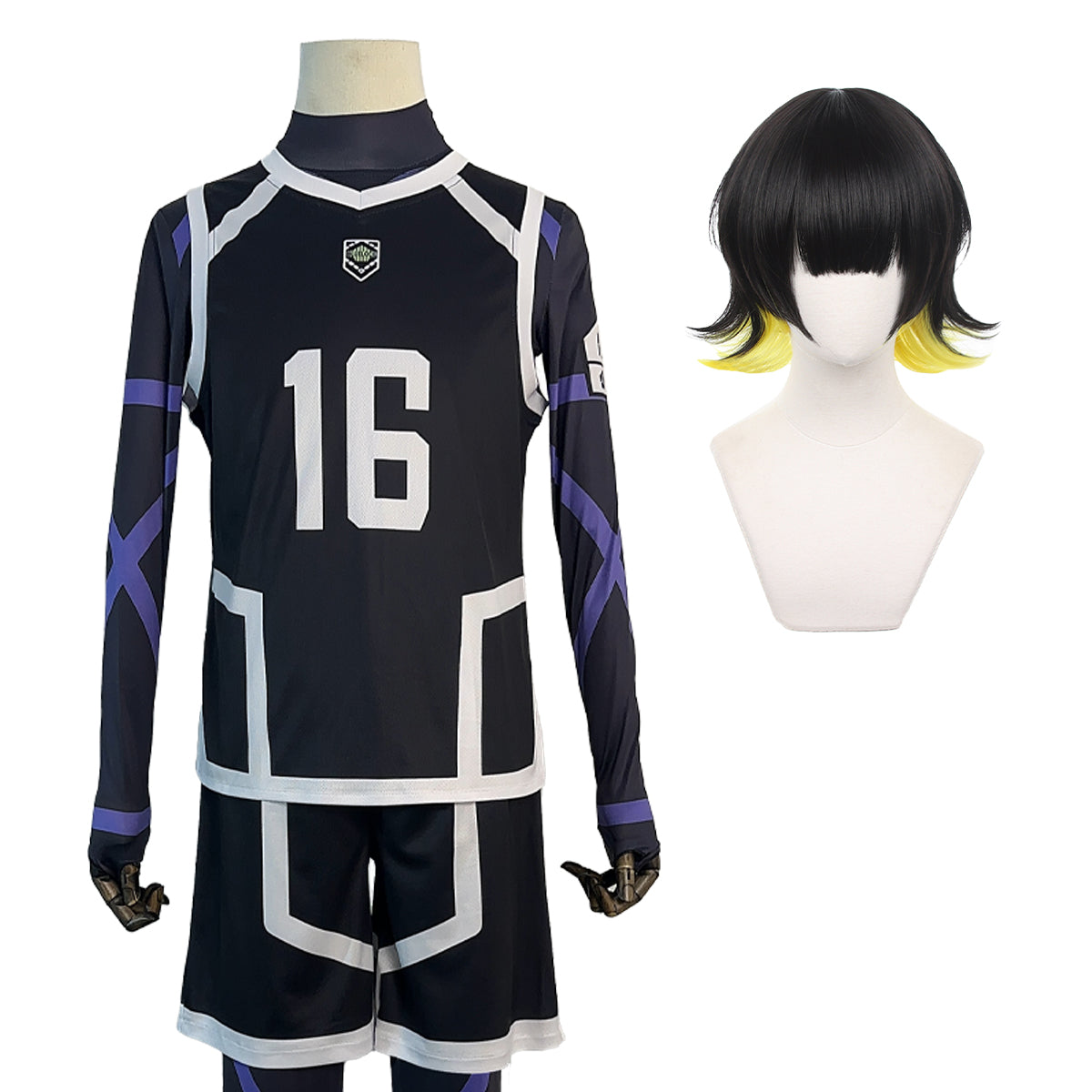 HOLOUN Blue Lock Season 2 Anime Bachira Cosplay Costume Wig NO.16 Training Jerseys 4PCS Football Uniform Daily Wear Cos Gift