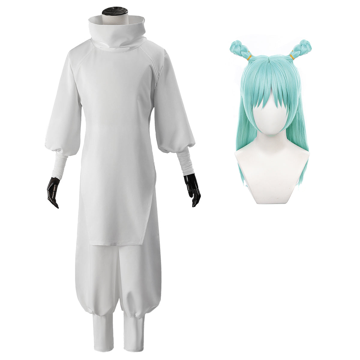 HOLOUN Jujutsu JJK Manga Anime Kashimo Hajime Cosplay Costume Blue Wig White Top Elastic Pants Gift