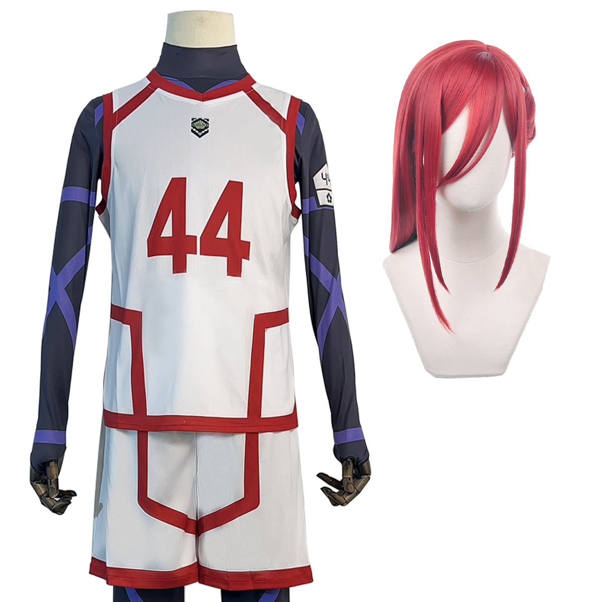 HOLOUN Blue Lock Season 2 Anime Chigiri Cosplay Costume Wig NO.44 Training Jerseys 4PCS Football Uniform Daily Wear Cos Gift