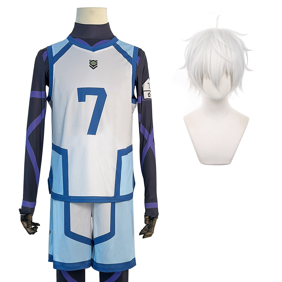 HOLOUN Blue Lock Season 2 Anime Nagi Cosplay Costume Wig NO.7 Training Jerseys 4PCS Football Uniform Daily Wear Cos Gift