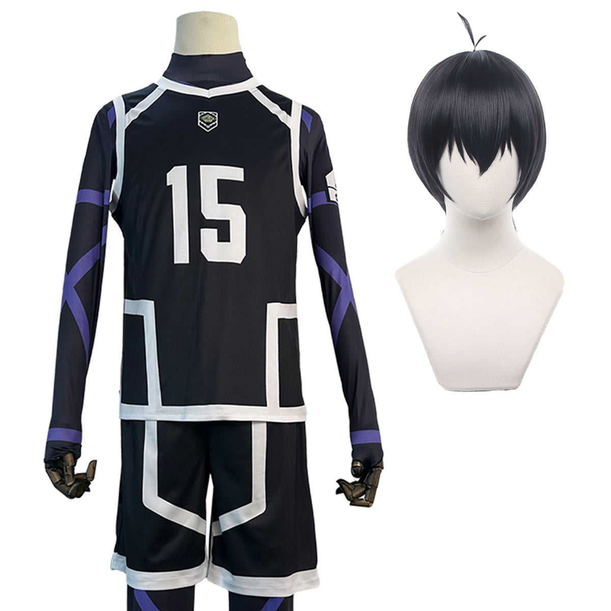 HOLOUN Blue Lock Season 2 Anime Isagi Cosplay Costume Wig NO.15 Training Jerseys 4PCS Football Uniform Daily Wear Cos Gift