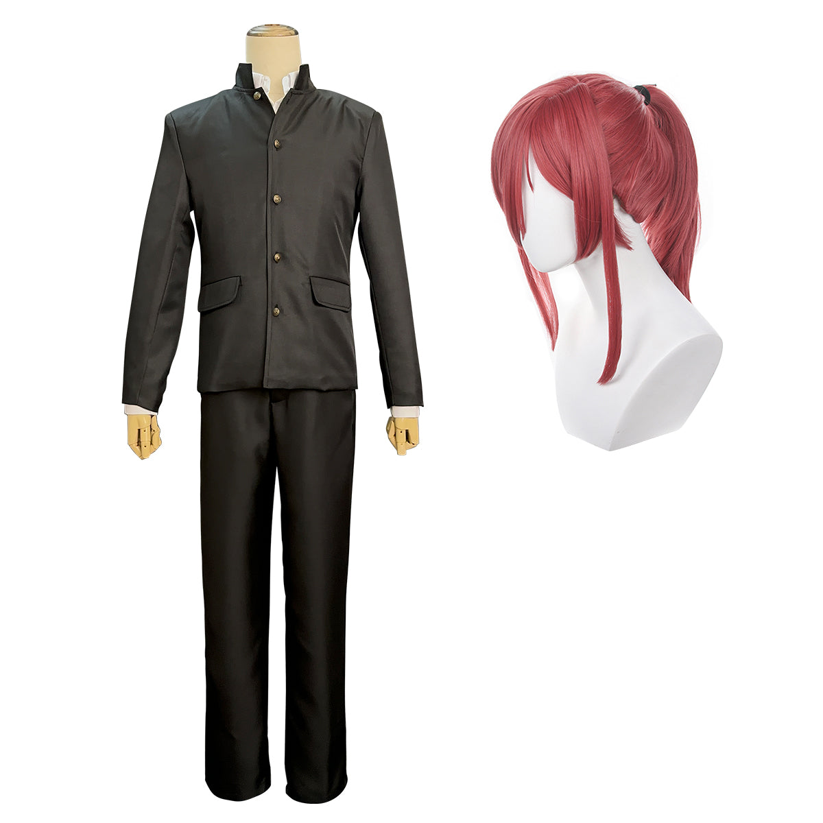 HOLOUN Blue Lock Anime Chigiri Cosplay Costume Wig Black DK School Uniform Suit Rose Net Sythetic Fibers Adjustable Size Gift