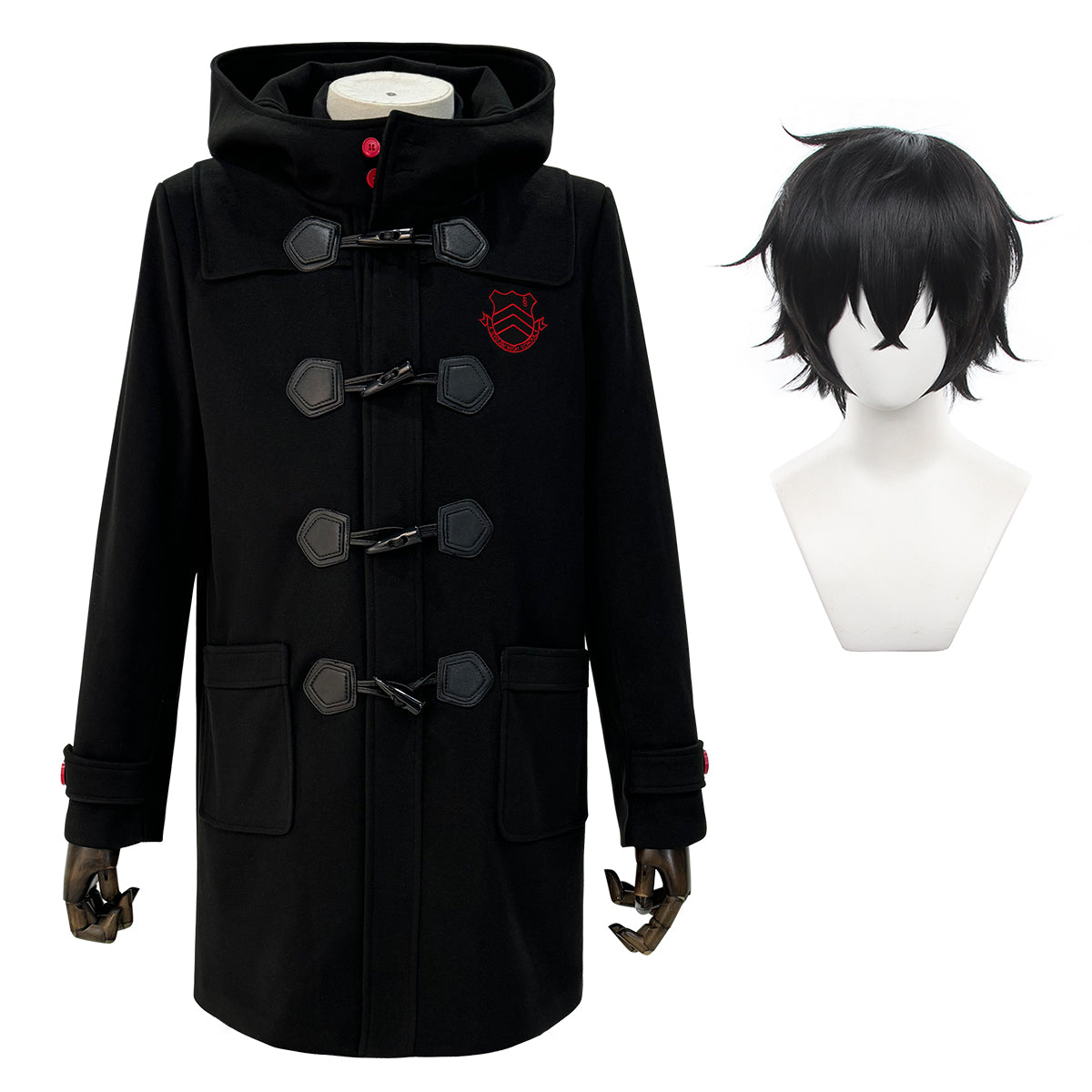 HOLOUN P5 Game Ren Amamiya Cosplay Costume Wig Joker Winter Embroidery Hoodie Coat Pants Daily Wear Unisex Halloween Christmas