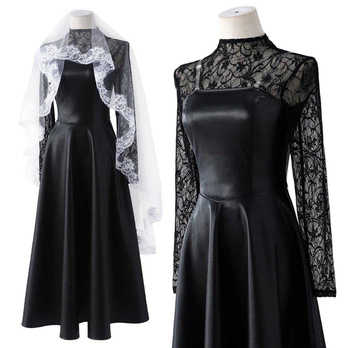 HOLOUN Sakamoto Days Anime Osaragi ORDER Cosplay Costume Lace Shirt Faux Leather Black Dress Veil Convention Halloween Daily