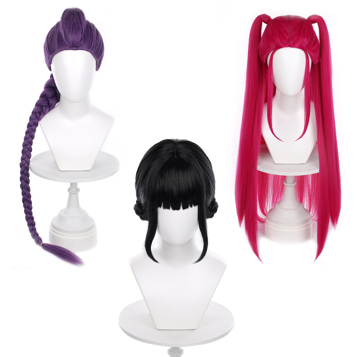 HOLOUN KPop Demon Hunters Anime Rumi Zoey Mira Cosplay Wig Rose Net Synthetic Fiber Adjustable Size Heat Resistant Halloween Convention